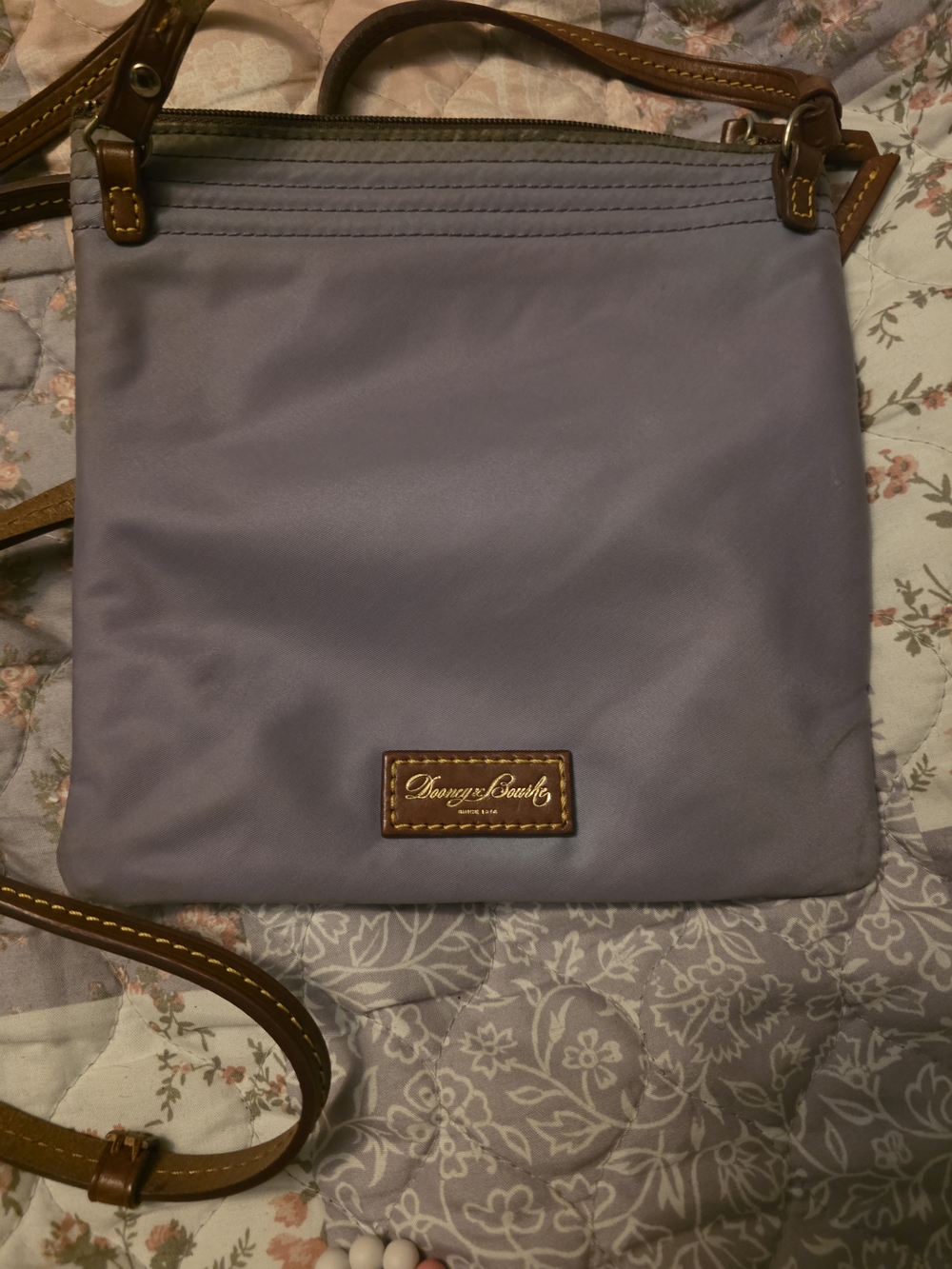 Dooney & Bourke Lavender Crossbody with Brown Leather Strap - Picture 2 of 8